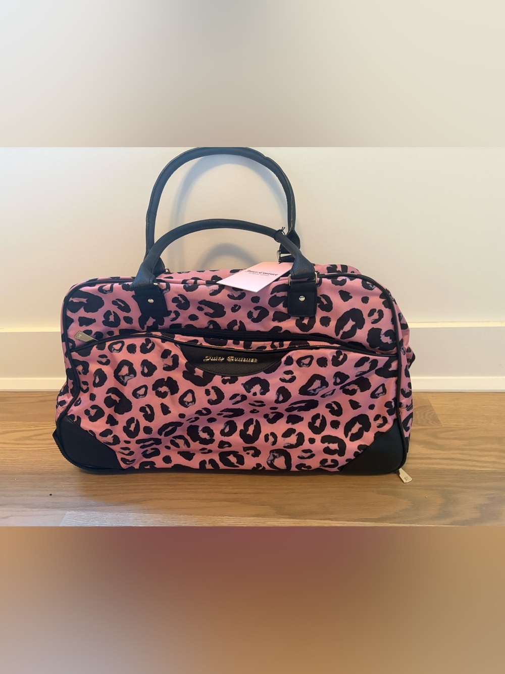 Juicy couture Pink Libra Leopard Rolling Travel Tote Bag